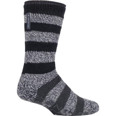 Heat Holders - Fleece gevoerde antislipsokken voor heren - Zwart Stripe (Oakley)