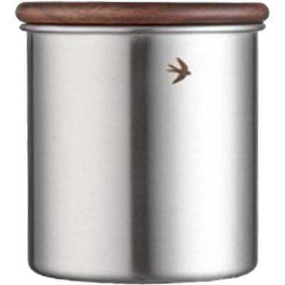 Luchtdichte Roestvrijstalen Koffiecontainer met Houten Deksel, Kleine Draagbare Koffiebonen Bewaarpot voor Keuken 380 ml