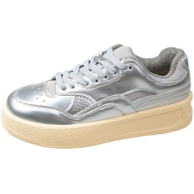Leren Witte Schoenen Dames Herfst en Winter Nieuw Lichtgewicht Platform met Velours Warm Alles-Passend Casual Sport Skateschoenen 40