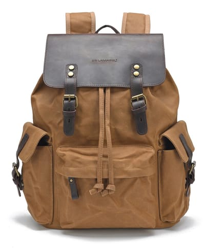 DE LAMASSU® Vintage Canvas Laptoptas 15 inch – Motor & Fiets Geschikt – Harde Achterkant – Messenger Bag – Canvas & Echt Leer – 40x28x10 cm