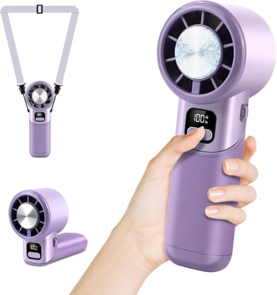 Mini Handventilator - Draagbare Koeler - Persoonlijke Verkoeling - IJskoel Functie - Compact Formaat - Paars