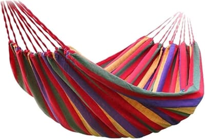 Hangmat - Schommelstoel Tuinstoel - Ontspannen in de tuin - Inclusief boomriemen - 260 x 80 cm - Regenboog gestreept