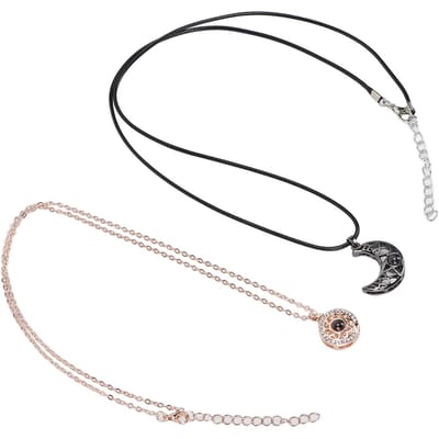 2 stuks Koppel Ketting Modieuze Legering Zon Maan Vormige Hanger Magneet Ketting Sieraden Accessoire Cadeau2# gray