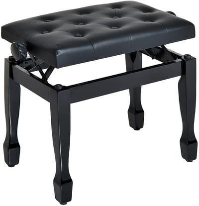 HOMCOM-Klavierhocker-Massivholz, Kunstleder-64L x 35B x 55H cm-Schwarz