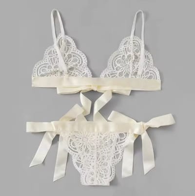 CHPN - Kanten Lingeriesetje - Sexy lingerie - Witte lingerie - Large - Kanten lingerie - Kant - Wit - Erotiek - Brazilian string - Erotiek