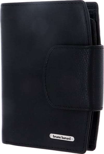 bruno banani Leren Portemonnee New York Wallet with Flap Black Zwart