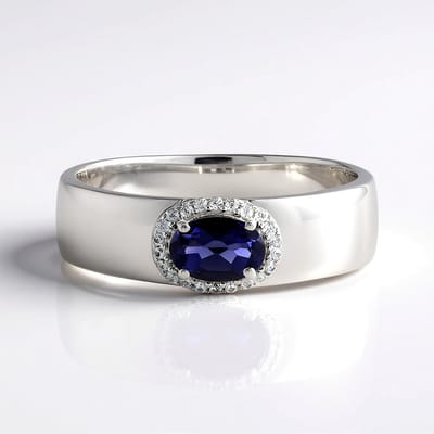 Cavill - Zilveren Ring - 925 Sterling Zilver Gerhodineerd - Ioliet 0 554 ct Ovaal & Zirkonen 0 139 ct - Elegante Damesring, Indiaas Edelsteen
