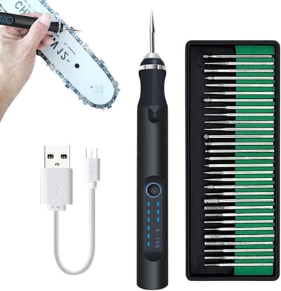 Graveerpen Elektrisch - Graveergereedschap Set - Materialen Bewerken - Drie Snelheden Instelbaar - 165 gram - Zwart