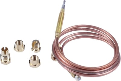 Universele Thermokoppel - Vervangend Onderdeel - Apparaat Reparatie - Met Gemorste Moeren - 900 mm Lengte - Goudkleurig