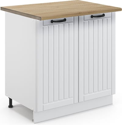 Vicco Keukenonderkast Fame-Line, Wit landelijk/Wit, 80 cm goudkleurig eiken werkblad