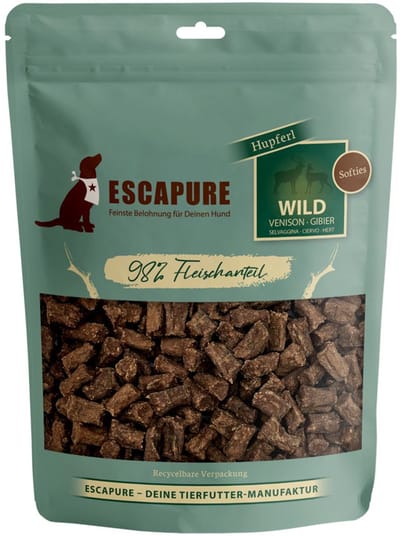 Escapure Soft Snack Wild - Graanvrije hondensnack – zachte hondensnoepjes met wild - snack voor gevoelige honden