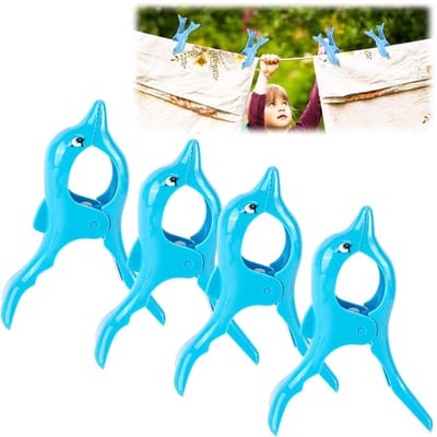 Dailygoods- Strandhanddoekklem - 4 Stuks - Antislip - Winddicht - Lichtgewicht - Robuust Kunststof - Dolfijn Vormgeving - Handdoekclip