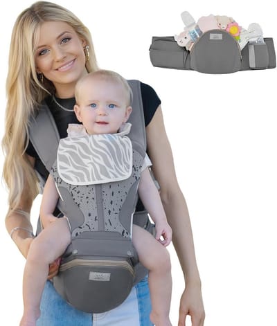 Ergonomische 6-in-1 Draagzak voor Baby's en Peuters met Heupriem - Voor Nieuweboren tot Peuters (3-22 kg)