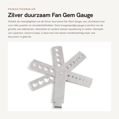 Dailygoods- Fan Gauge - Sieradengereedschap - Roestvrij Staal - Compact - Edelsteen/diamant meten - 5.6 * 1.5 * 0.3 cm - Lichtgewicht