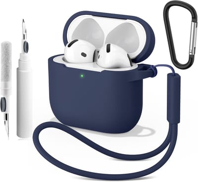Silicone Hoes voor AirPods 4 (2024) - Met Schoonmaakpen - Karabijnhaak - Snoer - 2mm Dunne Hoes - Schokbestendig - Krassenbestendig - Beschermhoes - 4-in-1 Kit Air Pods 4e Generatie Accessoires