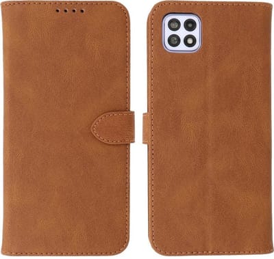 Samsung Galaxy A22 5G Hoesje - Portemonnee Book Case - Kaarthouder & Magneetlipje - Kunstleer - Bruin