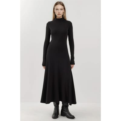 Textuur Half Turtleneck Maxi-jurk