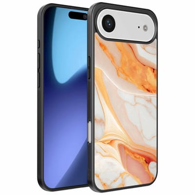 Geschikt voor iPhone Air Telefoonhoesje met marmer opdruk - TPU backcover case marble design - Oranje - Smartphonica geschikt voor iPhone 17 Air