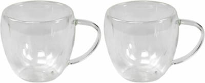 Set a 2 theeglazen of koffieglazen dubbelwandig Ø8x9cm