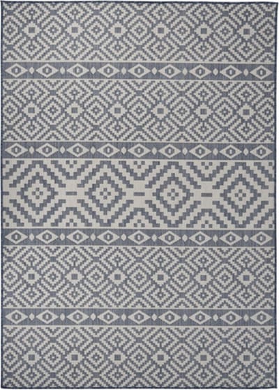 vidaXL Buitenkleed met patroon platgeweven 120x170 cm blauw