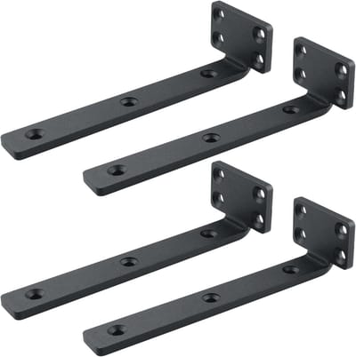 Set van 4 Zwevende Plankhouders, 15 x 5 cm, Duurzaam en Praktisch, Wandplank met Schroeven, Zwart en Eenvoudige Montage