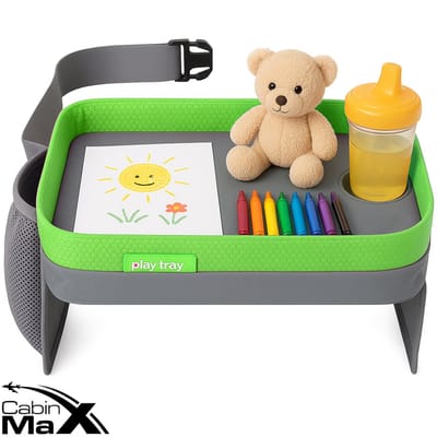 CabinMax Reistafel - Playtray voor Onderweg - Speeltafel voor Auto en Vliegtuig - Groen (play gy/gn)