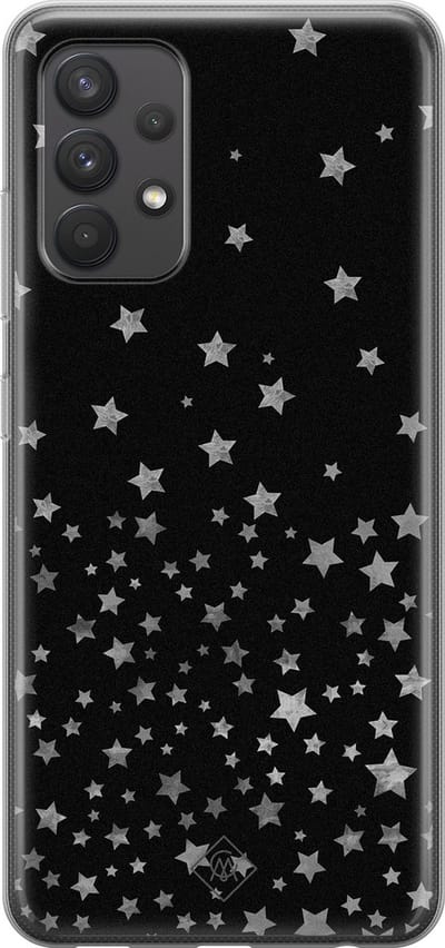 Casimoda® hoesje - Geschikt voor Samsung A32 4G - Falling Stars - Backcover - Siliconen/TPU - Zwart