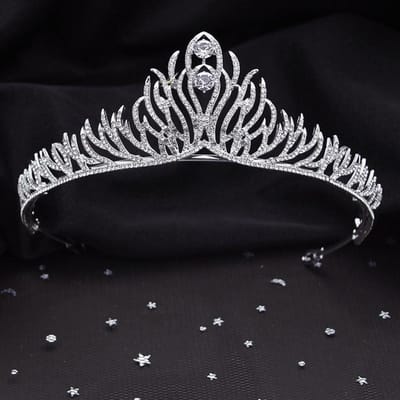Mode Gouden Kleuren Strass Bruidskroon Hoofdband Bruid Tiara Hoofddeksel Prom Bruidsjurk Haar Sieraden Prinses Diadeem gray