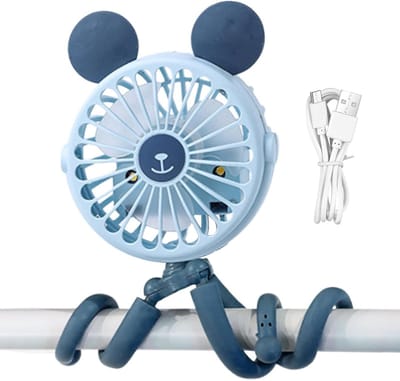 Kinderwagen Ventilator - Octopus Ventilator - Koel Blijven - Stil Gebruik - 10.7 x 4 x 11 cm - Blauw