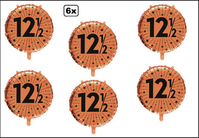 6x Luxe Folieballon 12,5 jaar koper (45 cm) - NIET geleverd met helium -Thema feest land festival party fun folie ballon