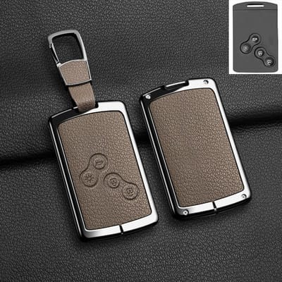 Housse de protection en alliage et cuir pour clé de voiture pour Renault Koleos Kadjar Captur Megane Talisman Espace Clio Zoe Scenic 4 Arkana Dacia Sandero gray