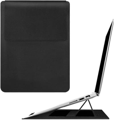 Slanke 13-inch laptophoes met standaardfunctie, veelzijdige PU-lederen tas voor bescherming en stijl
