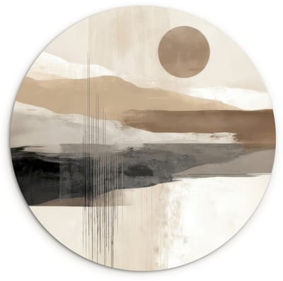 WallCircle® Wandcirkel 120x120 cm - Muurcirkel Minimalistisch - Landschap - Dimensie - Muurdecoratie woonkamer - Wanddecoratie slaapkamer - Kamer decoratie accessoires - Ronde schilderijen XXL