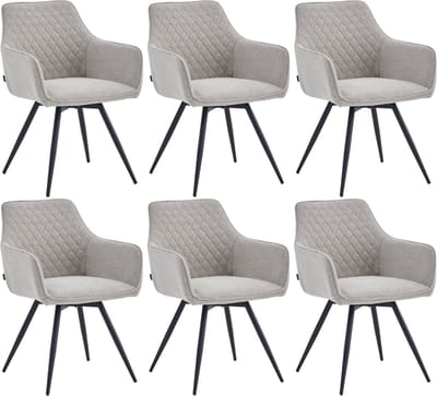 Colenis® - Sierra Eetkamerstoel - Set Van 6 - Beige - Bouclé Stof - Design - Draaibaar - 360°