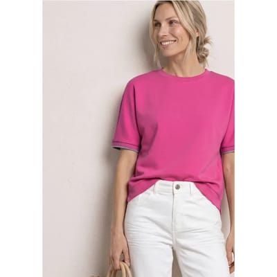 Shirt met ronde hals in Silk-Look