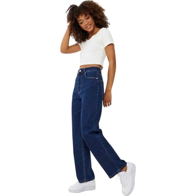 Jack Wills Hollie-jeans met hoge taille voor dames (Donkere Indigo)