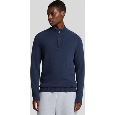 Lyle & Scott Saddle Sleeve Quarter Zip Jumper Navy Heather Taglia: XS | Maglioni a maglia Outlet | Uomo | Blu
