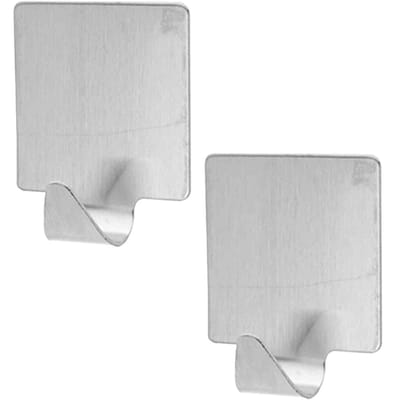 Excellent houseware Zelfklevende rvs haakjes - vierkant - 8x stuks - 5 x 5,5 cm - handdoekhaakjes