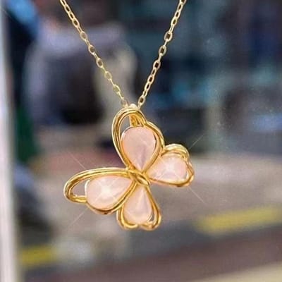 18K Vlinder Hanger au750 Vlinder Witte Schelp Sleutelbeen Hanger Kleur Goud Ketting AU750 gray