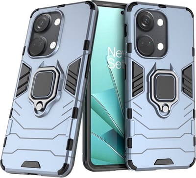MobyDefend Hoesje - Geschikt voor OnePlus Nord 3 - Dubbelgelaagde Pantsercase Met Standaard - Blauw
