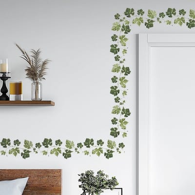 Groene Klimop Muurstickers - Natuurlijke Planten Decoratie voor Slaapkamer en Woonkamer - DIY Vinyl Mural Art voor Achtergrond en Meubelverfraaiing