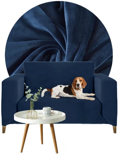 Velvet Sofahoes 2-persoons 145-185cm - Donkerblauw