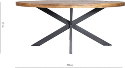 Eettafel 200x90x77cm - Mangohout en 4 personen met Massief mangohout - Voor Eetkamer, Woonkamer en Kantoor