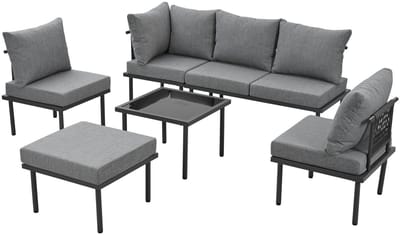 YYchan loungeset voor buiten - 4 personen - met kussens - grijs