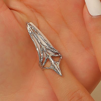 Bague Anneau d'Ouverture Géométrique Zircon Incrusté Punk Gothique Pour Ongle d'orteil Pour Femmes Personnalité Acier Inoxydable Couvre-Ongles Bague d'Articulation Bijoux resizable brown