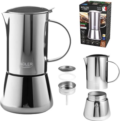 Adler AD 4417 - Koffiezetapparaat, espressomachine, inhoud 620 ml - kleur zilver