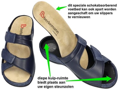 Berkemann -Dames - blauw donker - slippers & muiltjes - maat 36.5