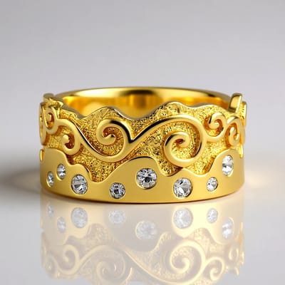 Cavill - Elegante damesring 925 Sterling zilver 18K geel verguld - 0,24 ct ronde Cambodjaanse natuurlijke zirkonen - Brede bezel