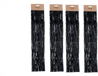 Inge christmas decor Engelenhaar - 4x - zwart - 50 cm - lametta haar - folie - tinsel - kerstversiering - kerstboomversiering
