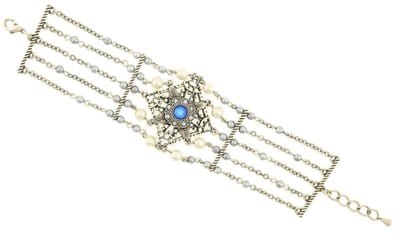 Behave Dames luxe parel armband zilver-kleur vintage 20 cm